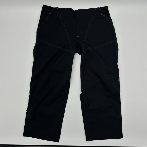 Nike Pants - Vintage Nike Women Active Y2K Capris Pants Size Medium M Black Pink Polyester